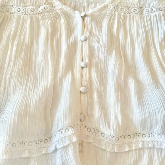 Arizona Jean Co Boho Peasant Blouse Ivory Lace Rayon Flowy Top XXL | Neutral 🤍 - Picture 5 of 9